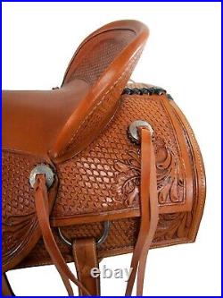 Western Horse Saddle Pleasure Basket Weave Oak Tooled Leather Tack 15 16 17 18
