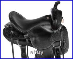 Western Horse Saddle Pleasure Trail Comfy Leather Tooled Tack Set SZ 15 16 17 18