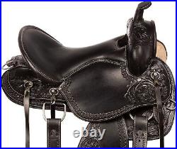Western Horse Saddle Pleasure Trail Hand Tooled Leather Horse Tack Saddle