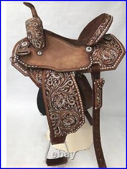 Western Horse Saddle Premium Leather Barrel Racing Equestrian Trail Tack 12-18