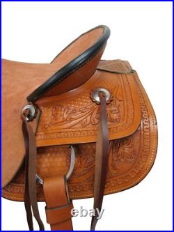 Western Horse Saddle Trail Rough Out Leather Pleasure Used Tack Set 15 16 17 18