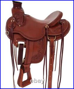Western Horse Saddle Wade Ranch Roping Tree A Fork Work Leather 12-18 Seat MD135
