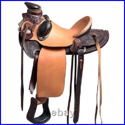 Western Horse Wade Saddle Leather Ranch Roping Dark Brown