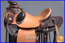Western Horse Wade Saddle Leather Ranch Roping Dark Brown