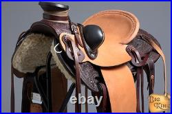 Western Horse Wade Saddle Leather Ranch Roping Dark Brown