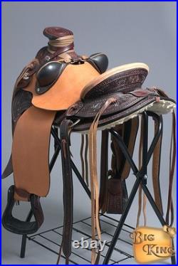 Western Horse Wade Saddle Leather Ranch Roping Dark Brown