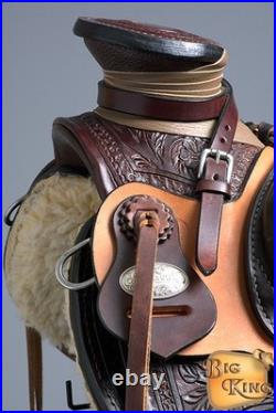 Western Horse Wade Saddle Leather Ranch Roping Dark Brown