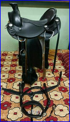 Western Hot seat saddle Eco- leather buffalo black color Size 15161718inch