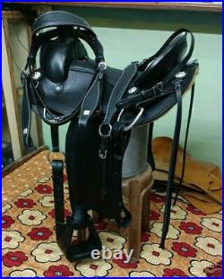 Western Hot seat saddle Eco- leather buffalo black color Size 15161718inch