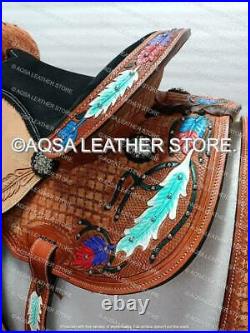 Western Leather Barrel Hand Painted Saddle With FREE Tack SET Premium Quality