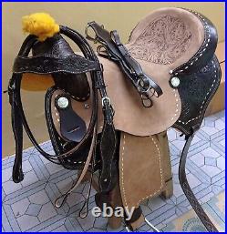 Western Leather Barrel Premium Quality Rough Out Saddle Free Matching Set