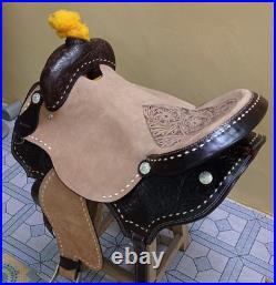 Western Leather Barrel Premium Quality Rough Out Saddle Free Matching Set