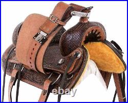 Western Leather Barrel Racing Horse Saddle with tack set size 10 to 18 free ship