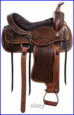 Western Leather Barrel Racing Horse Saddle with tack set size 10 to 18 ...