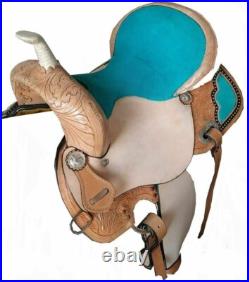 Western Leather Barrel Racing Trail Horse Saddle With Tack Set Free Shipping