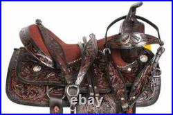 Western Leather Barrel Racing Trail Pleasure Horse Saddle Tack Set 14 to 18