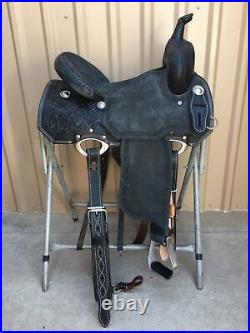 Western Leather Barrel Rough Out Saddle With Free Matching Tack set 10 18