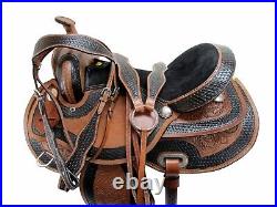 Western Leather Floral Basketweave Painted Stained Horse Saddle Show Pleasure