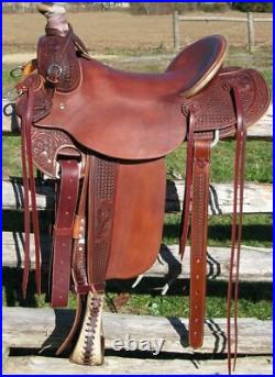Western Leather Hand Carved & Tooled Roper Ranch Saddle 201 16