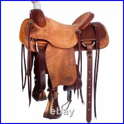 Western Leather Hand Carved & Tooled Roper Ranch Saddle With String 500 15
