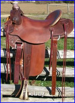 Western Leather Hand Carved & Tooled Roper Ranch Saddle With Suede Seat 201 18