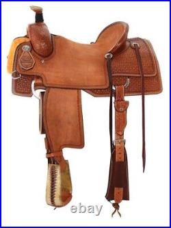 Western Leather Hand Carved & Tooled Roper Ranch Saddle With Suede Seat 203 16