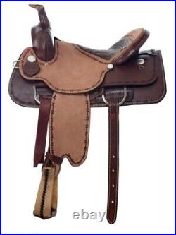 Western Leather Hand Carved & Tooled Roper Ranch Saddle With Suede Seat 204 16