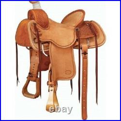 Western Leather Hand Carved & Tooled Roper Ranch Saddle With Suede Seat 205 17