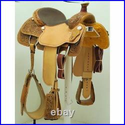 Western Leather Hand Carved & Tooled Roper Ranch Saddle With Suede Seat 214 16