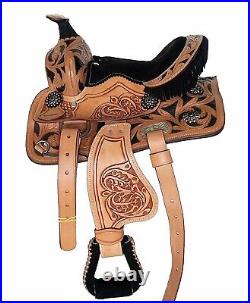 Western Leather Horse Premium Saddle With Tack Set Size 13''to 18'