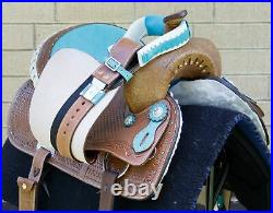 Western Leather Horse Saddle Barrel Racing Pleasure Trail Tack Set Used 15 16
