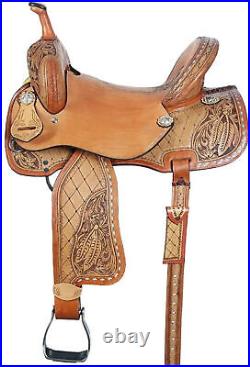 Western Leather Horse Saddle Barrel Racing Trail Pleasure Tack Set 10 in to 18.5