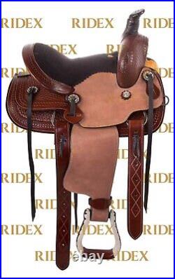 Western Leather Horse Saddle Roping Ranch Pleasure Trail Barrel Tack Free Ship