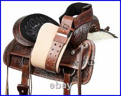 Western Leather Horse Saddle Trail Barrel Racing Tooled Tack Set 14 15 16 17 18