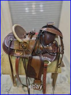 Western Leather Horse Saddle Wade Tree A Fork Premium Roping Ranch Size 14 to 18