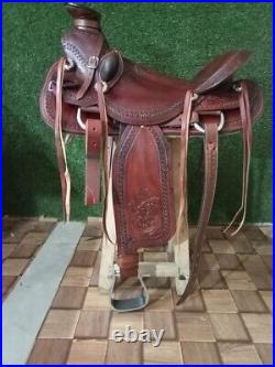 Western Leather Premium Fork Wade Tree Roping Ranch Horse Saddle 14'' To 18'
