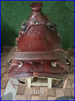 Western Leather Premium Fork Wade Tree Roping Ranch Horse Saddle 14'' To 18'
