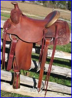 Western Leather Roper Ranch Hand Tooled Horse Tack Saddle