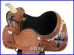 Western Leather Roughout Kids Youth Mini Pony Saddle Floral Tooled Carved Tack