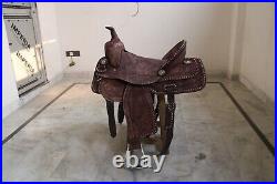 Western Leather Saddle Adult Barrel Racing Horse Tack Set Size 10 To 20 Seat