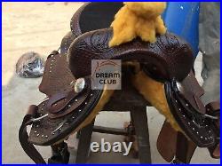 Western Leather Saddle Barrel Horse Saddle Tack Set Seat 15'' Free Shipping