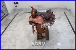 Western Leather Saddle Barrel Racing Horse Saddle 12 inch with set