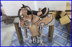 Western Leather Saddle Barrel Racing Horse Saddle with Set Free Ship with set
