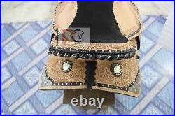 Western Leather Saddle Barrel Racing Horse Saddle with Set Free Ship with set
