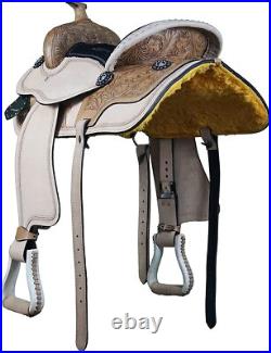 Western Leather Saddle Horse Barrel Trail Hand Tooled Comfy Saddle Tack Set
