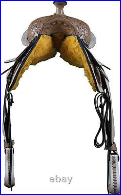 Western Leather Saddle Horse Barrel Trail Hand Tooled Comfy Saddle Tack Set