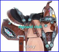 Western Leather Saddle Horse Barrel Trail Hand Tooled Comfy Tack Set