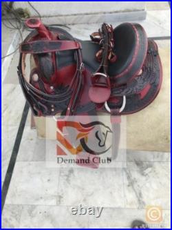 Western Leather Saddle Horse Sun Flower Barrel Racing TACK Set