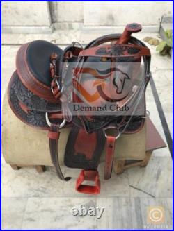 Western Leather Saddle Horse Sun Flower Barrel Racing TACK Set