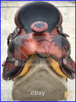 Western Leather Saddle Horse Sun Flower Barrel Racing TACK Set